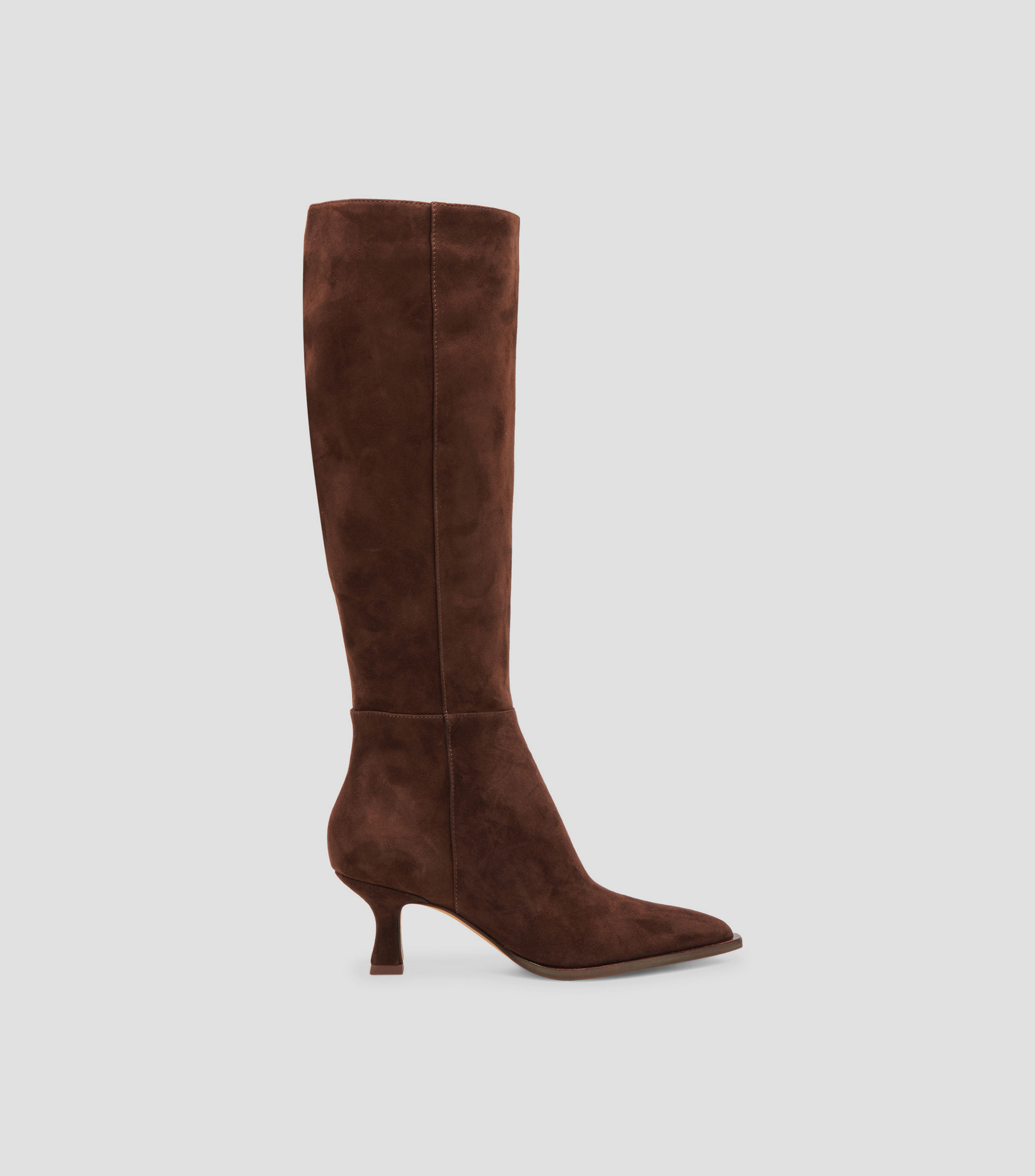 Botas largas Auggie en piel con tacón medio cuadrado Mujer